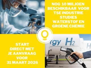 Nog 10 miljoen beschikbaar voor TSE Industrie studies: Waterstof en groene chemie